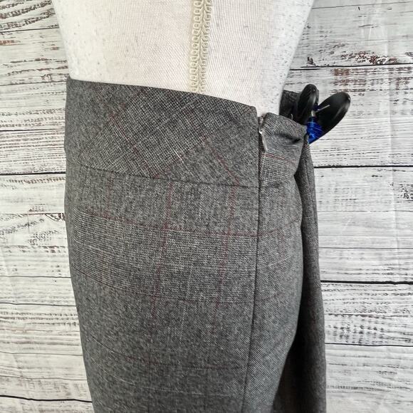 Evan Picone Skirt size 8 Black Red Plaid Straight Knee Kick Pleats Career Suit - Picture 6 of 9